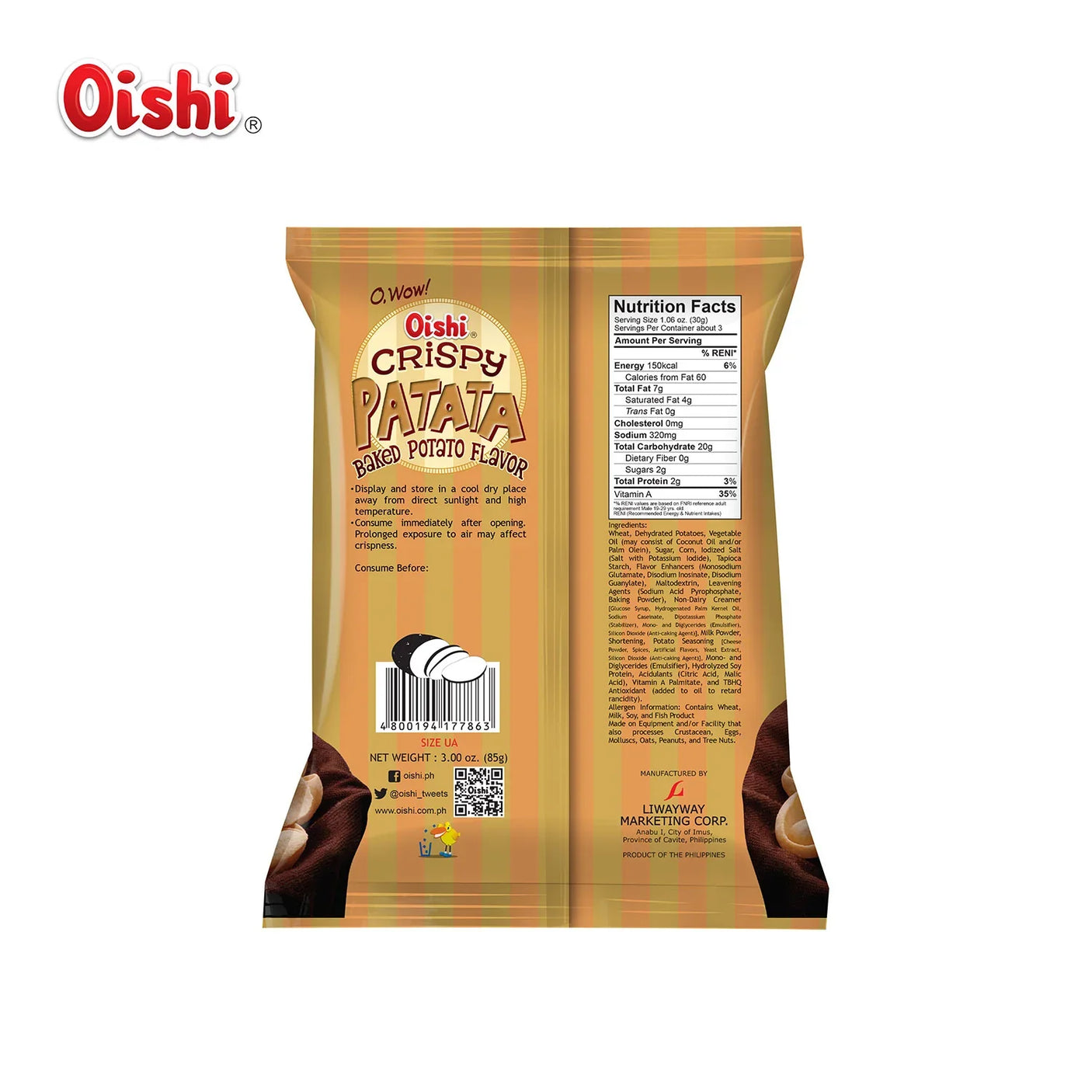 Oishi Chips Crispy Patata Baked Potato Flavor - 85g