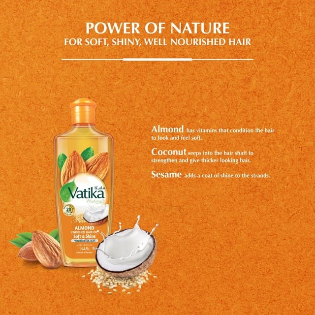 Vatika Almond Enriched Soft & Shine Hair Oil - 200ml