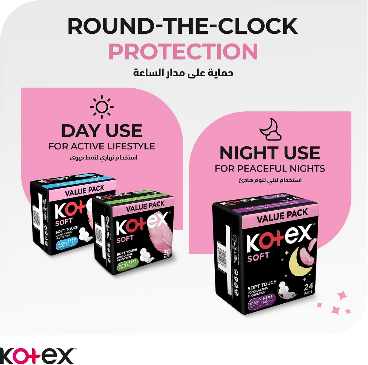 Kotex Soft Touch Maxi Protect Sanitary Pads with Wings - 30s