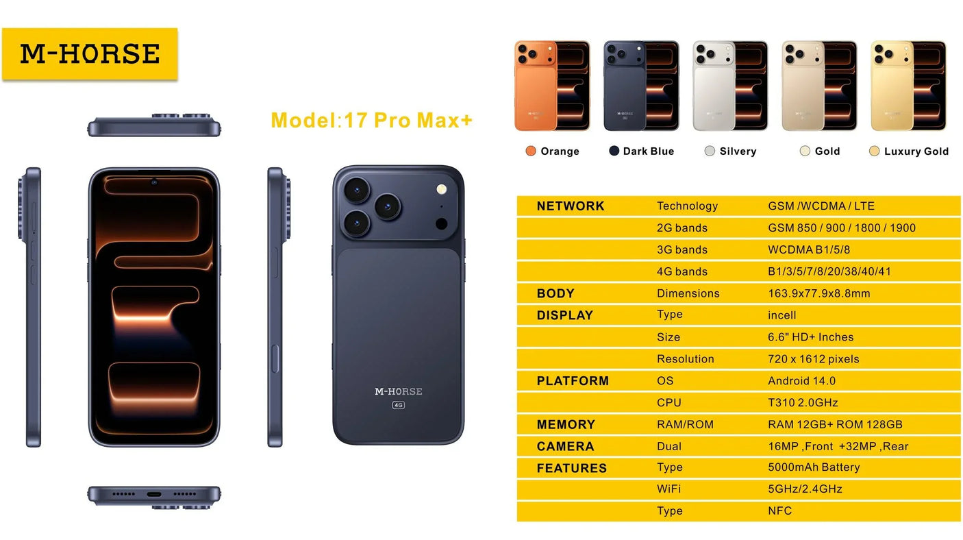 M-HORSE 17 Pro Max+ 12GB Ram + 128GB Rom