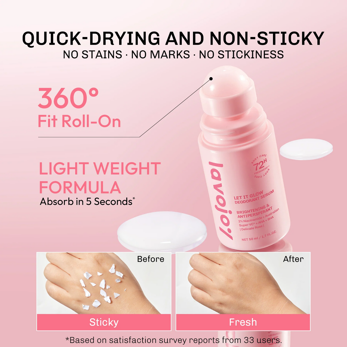 Lavojoy 72H Let It Glow Deodorant Serum - 50ml