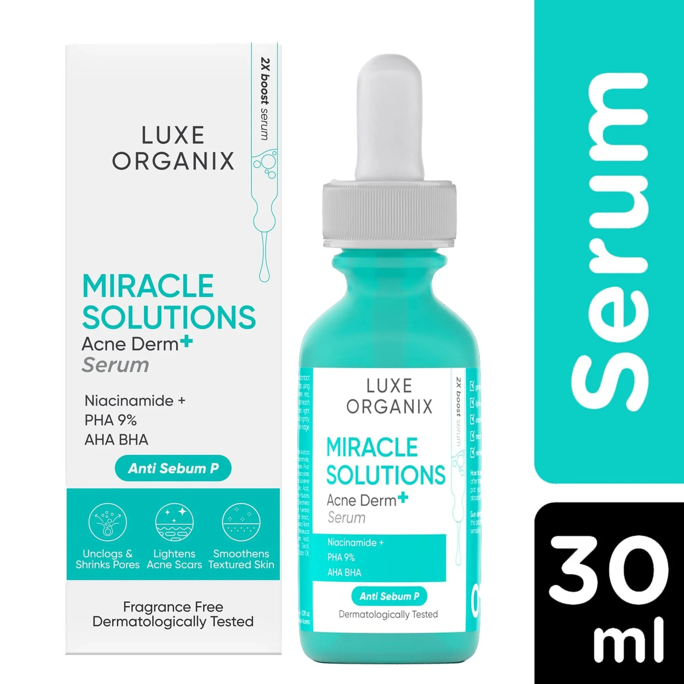 Luxe Organix Miracle Solution Acne Derm+ Serum - 30ml