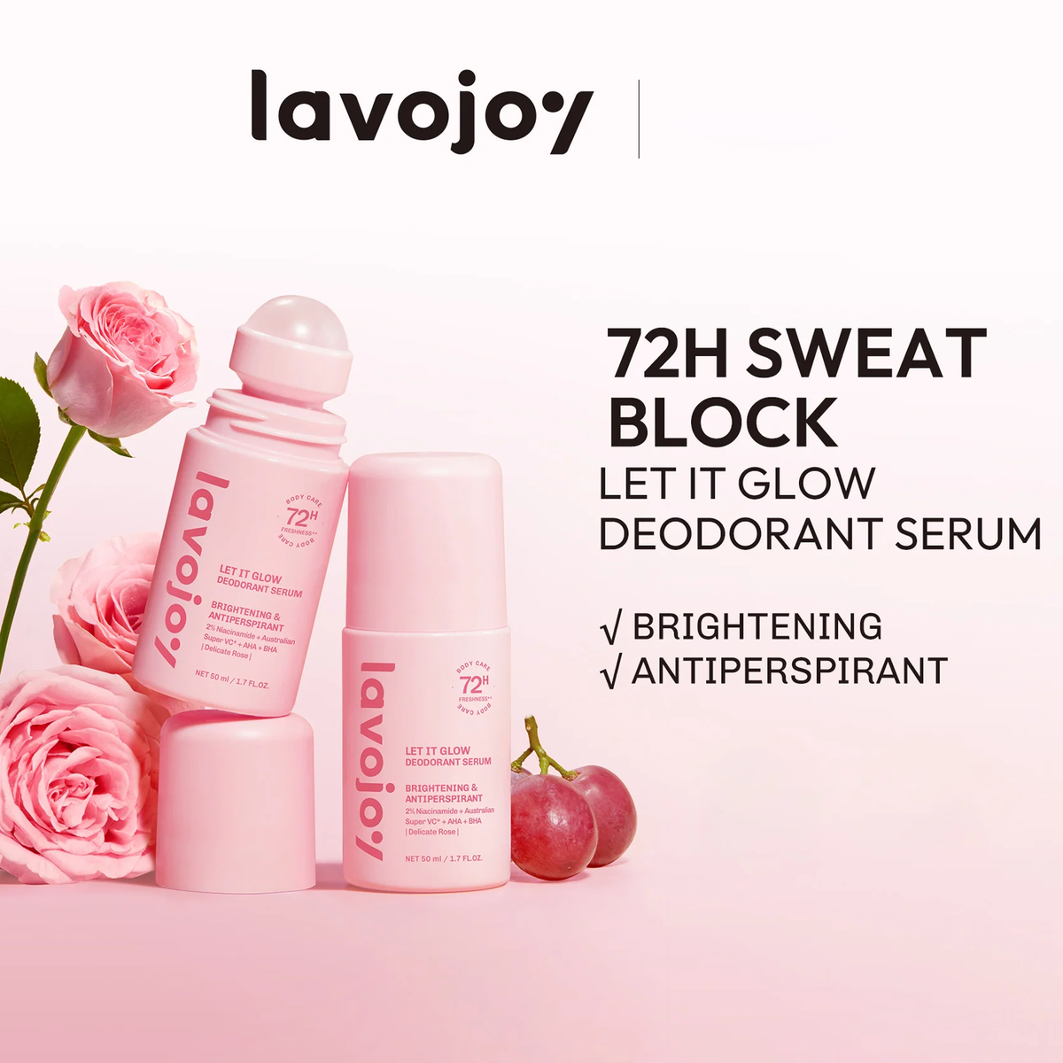 Lavojoy 72H Let It Glow Deodorant Serum - 50ml