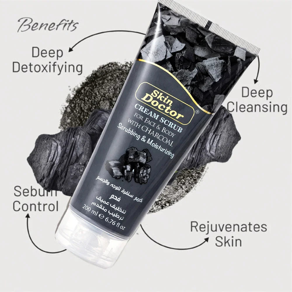 Skin Doctor Face & Body Charcoal Scrub Cream - 200ml