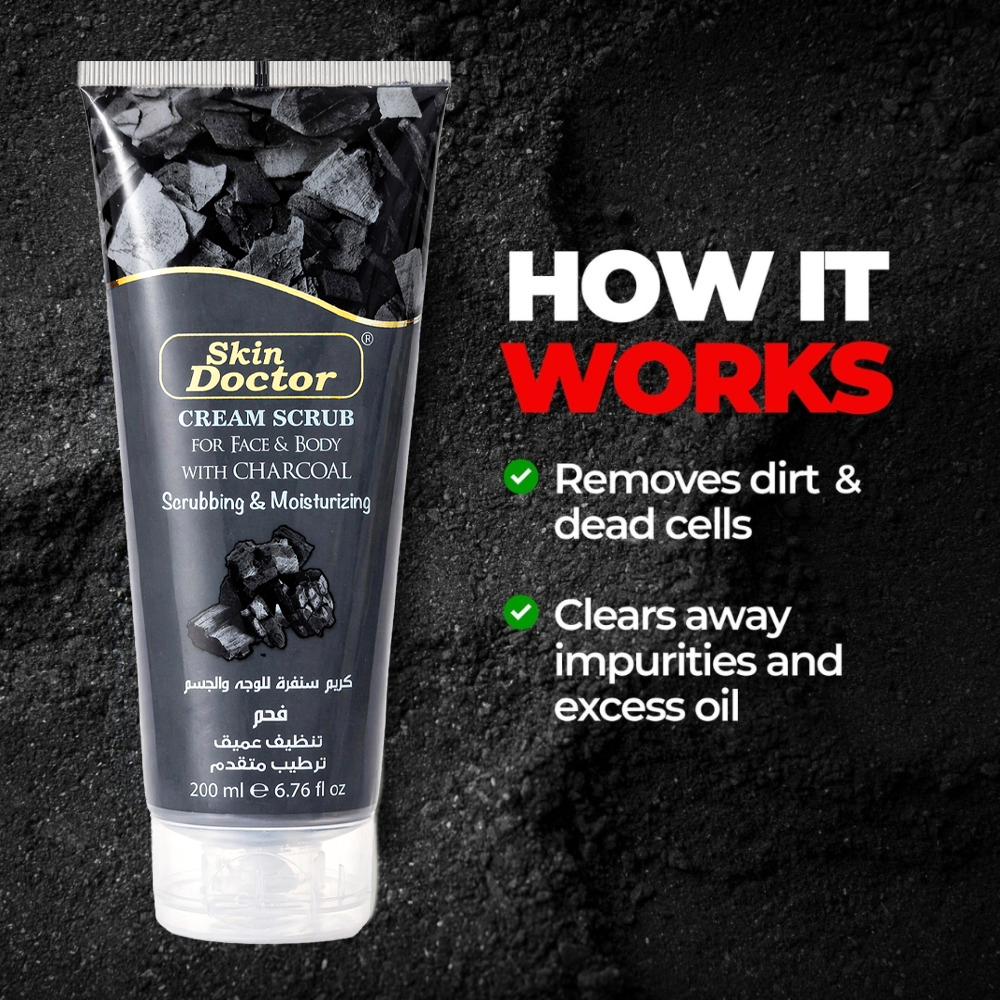 Skin Doctor Face & Body Charcoal Scrub Cream - 200ml