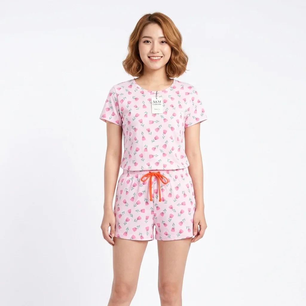 Trendy Cotton T-Shirt & Shorts 2pcs Set #7351