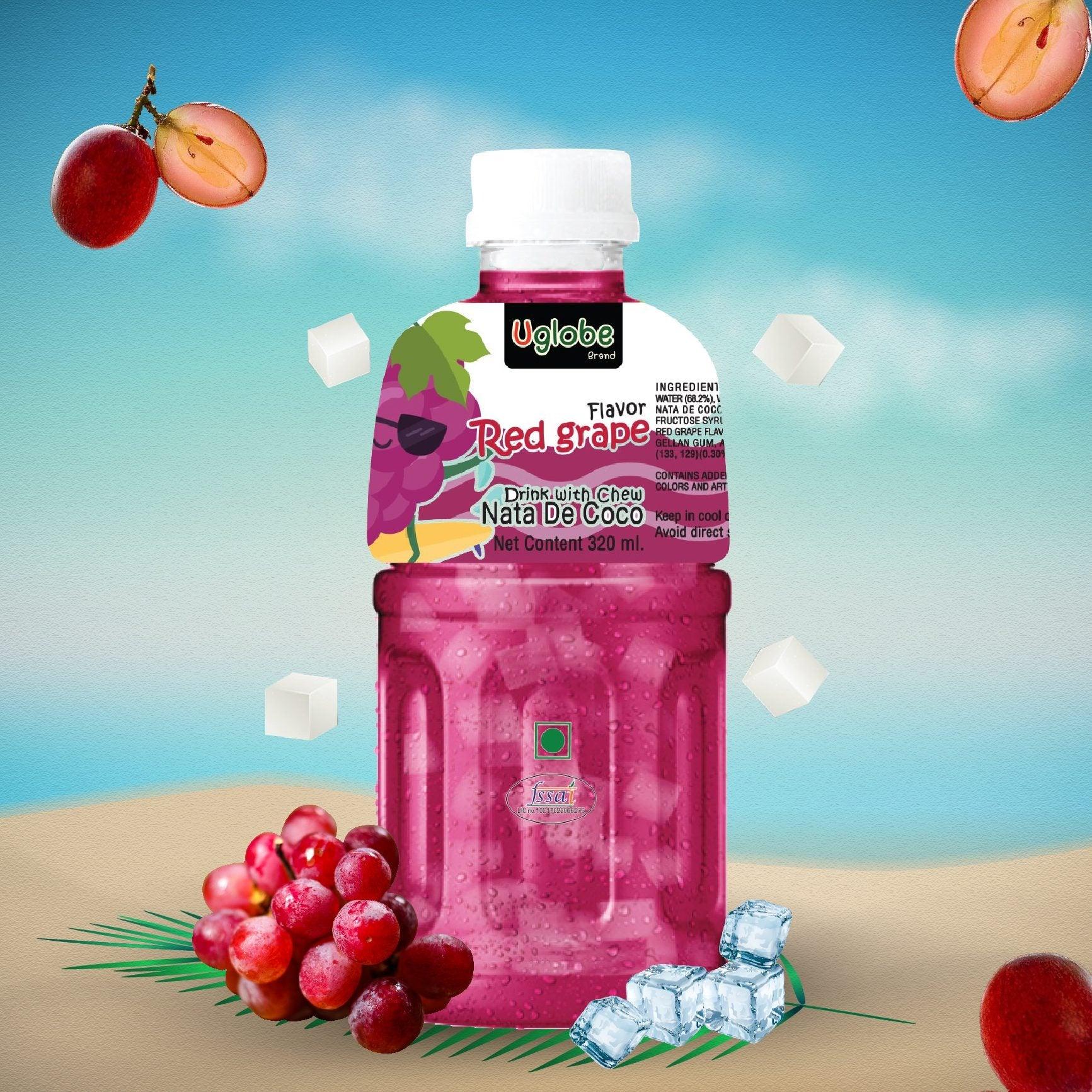 Uglobe Red Grape Juice Drink With Chew Nata De Coco - 320ml X 6 Pcs