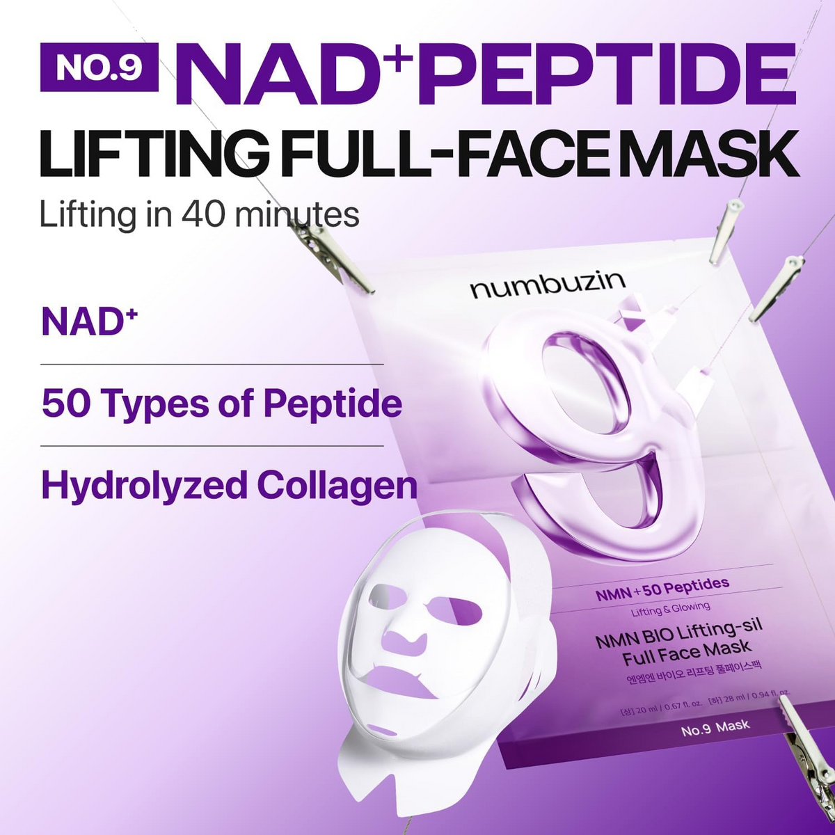 Numbuzin NAD+ BIO Lifting-Sil Full Face Mask - 20ml + 28ml