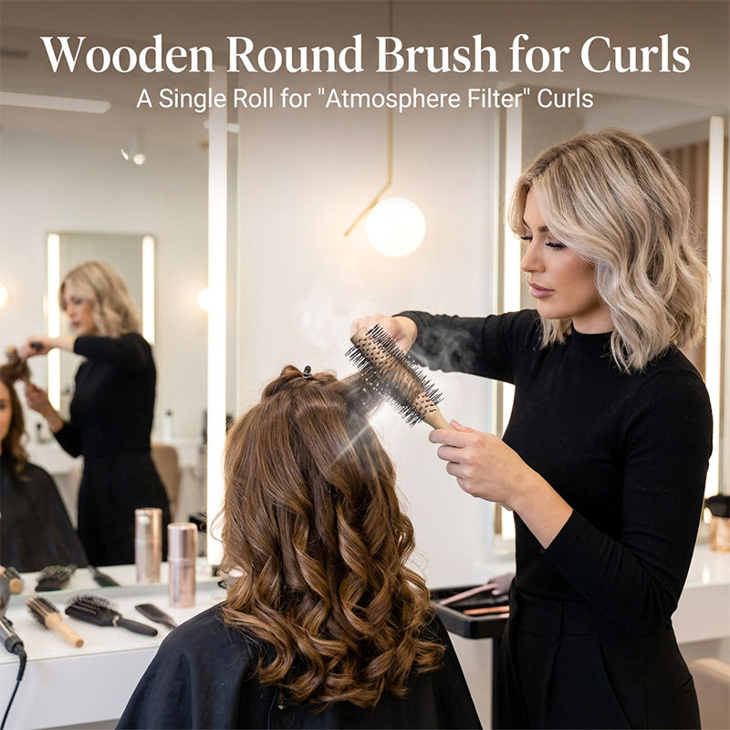 Wooden Round Soft Hair Comb