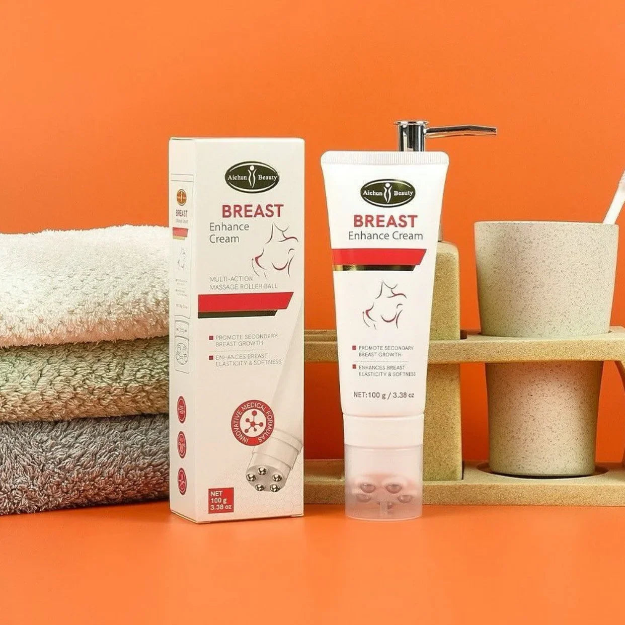 آيتشون بيوتي كريم تعزيز الثدي مع كرة التدليك الدوارة - 100غم