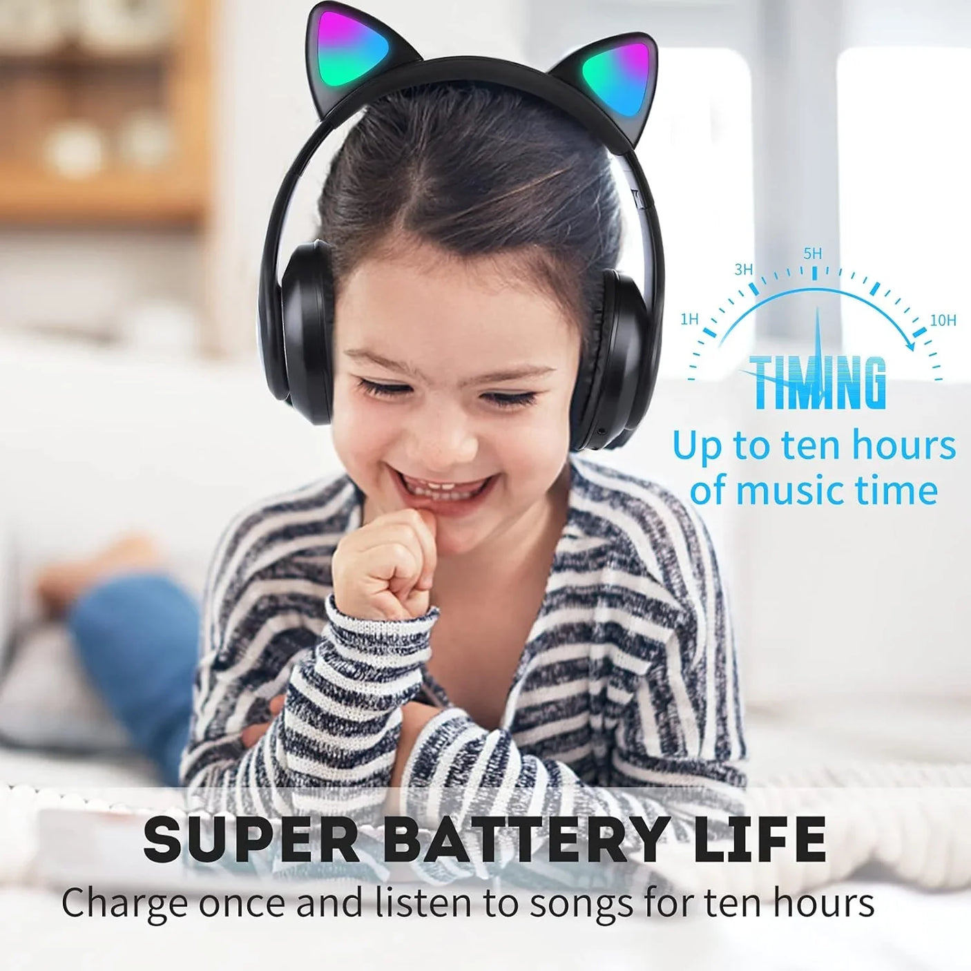 RGB Glow Lights Cat Ear Wireless Headphone STN-28
