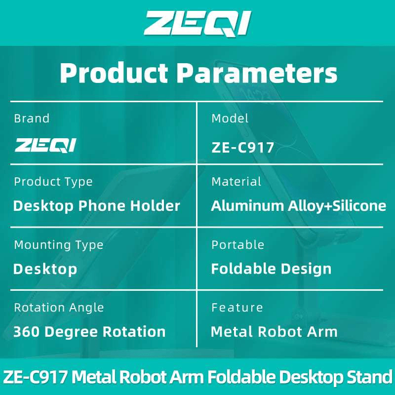 حامل سطح مكتب قابل للطي بذراع روبوت معدني من ZEQI ZE-C917