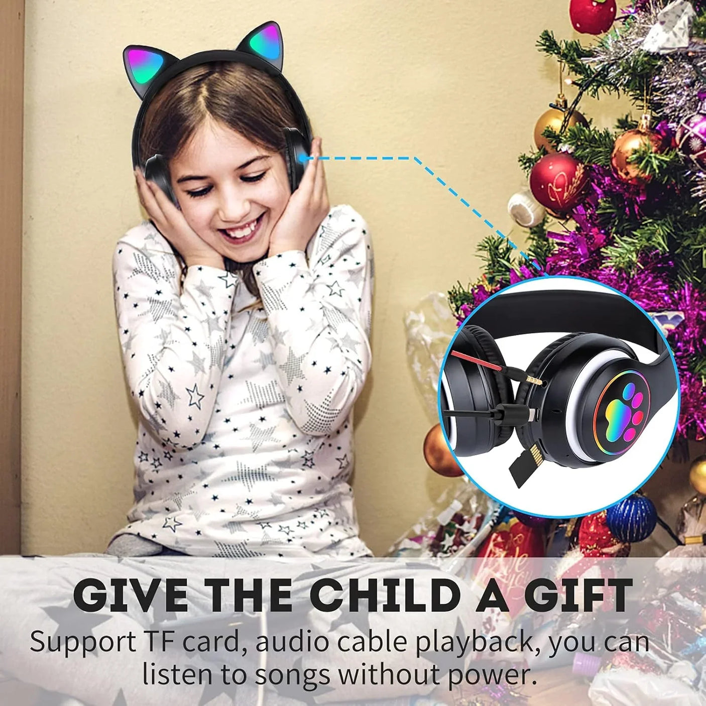 RGB Glow Lights Cat Ear Wireless Headphone STN-28