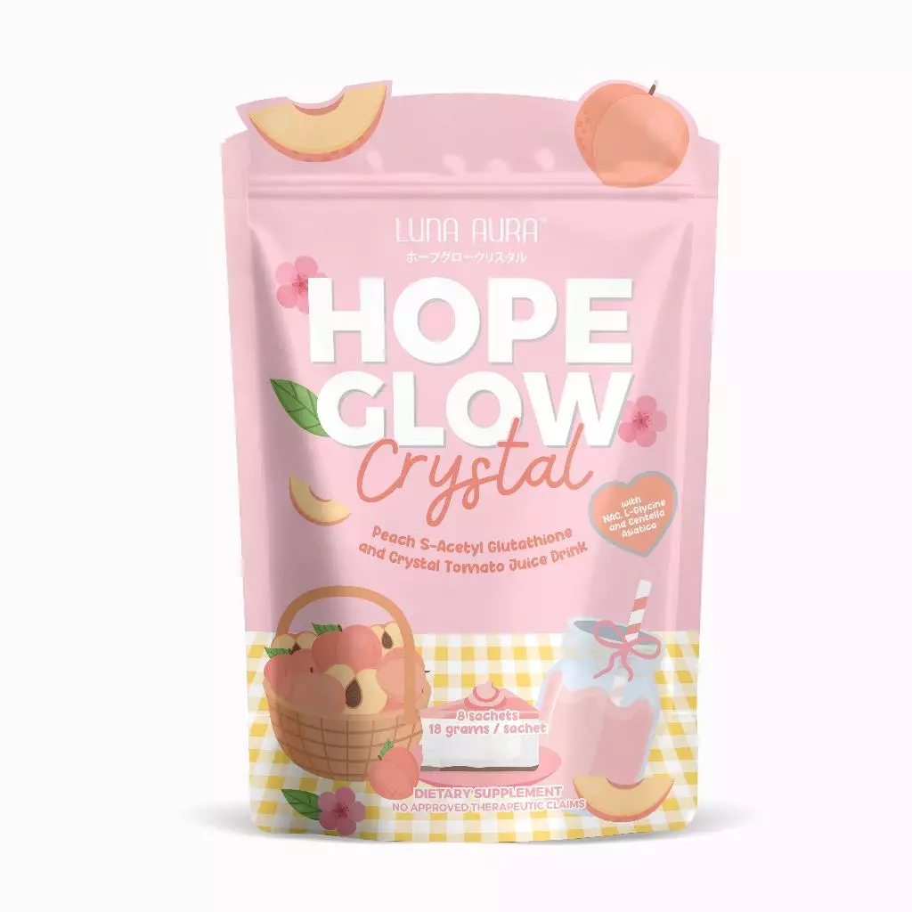 Luna Aura Hope Glow Crystal Peach Juice Drink - 8 Sachets x 18g