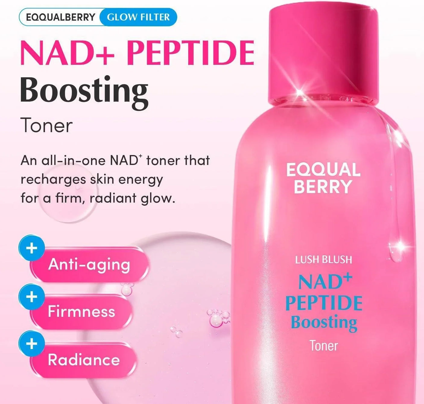 Eqqualberry Lush Blush NAD+ Peptide Boosting Toner - 150ml