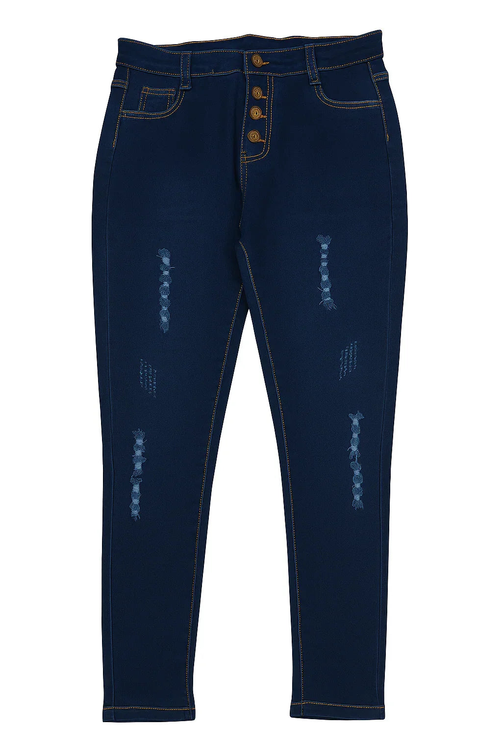 Women's Distressed Skinny Dark Blue Jeans