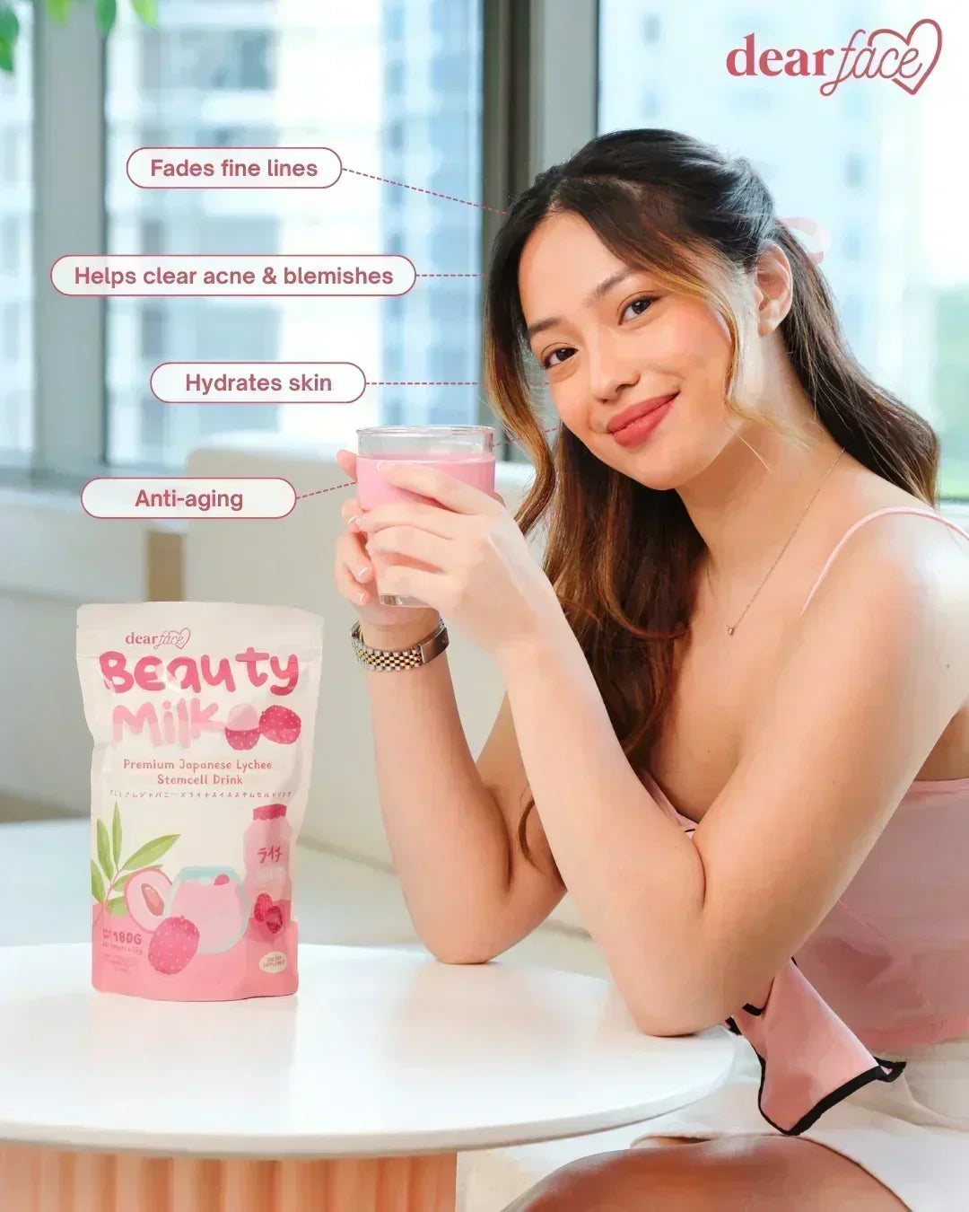Dear Face Beauty Milk Premium Japanese Lychee Stemcell Drink - 180g