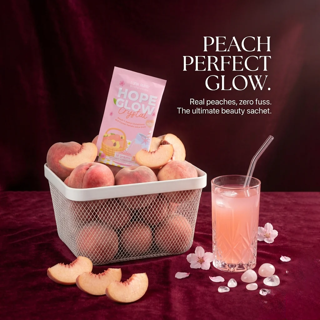 Luna Aura Hope Glow Crystal Peach Juice Drink - 8 Sachets x 18g