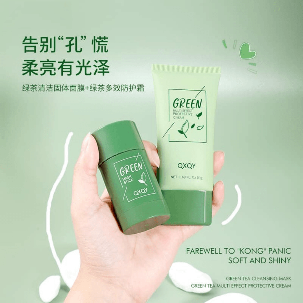 QXQY Green Cleansing Mask Stick & Multi-Effect Protective Cream - 50g+50g