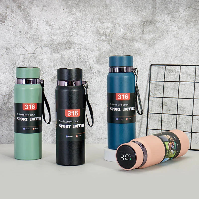 Stainless Steel Vacuum Insulated Sport Bottle With LED Display - 800ml