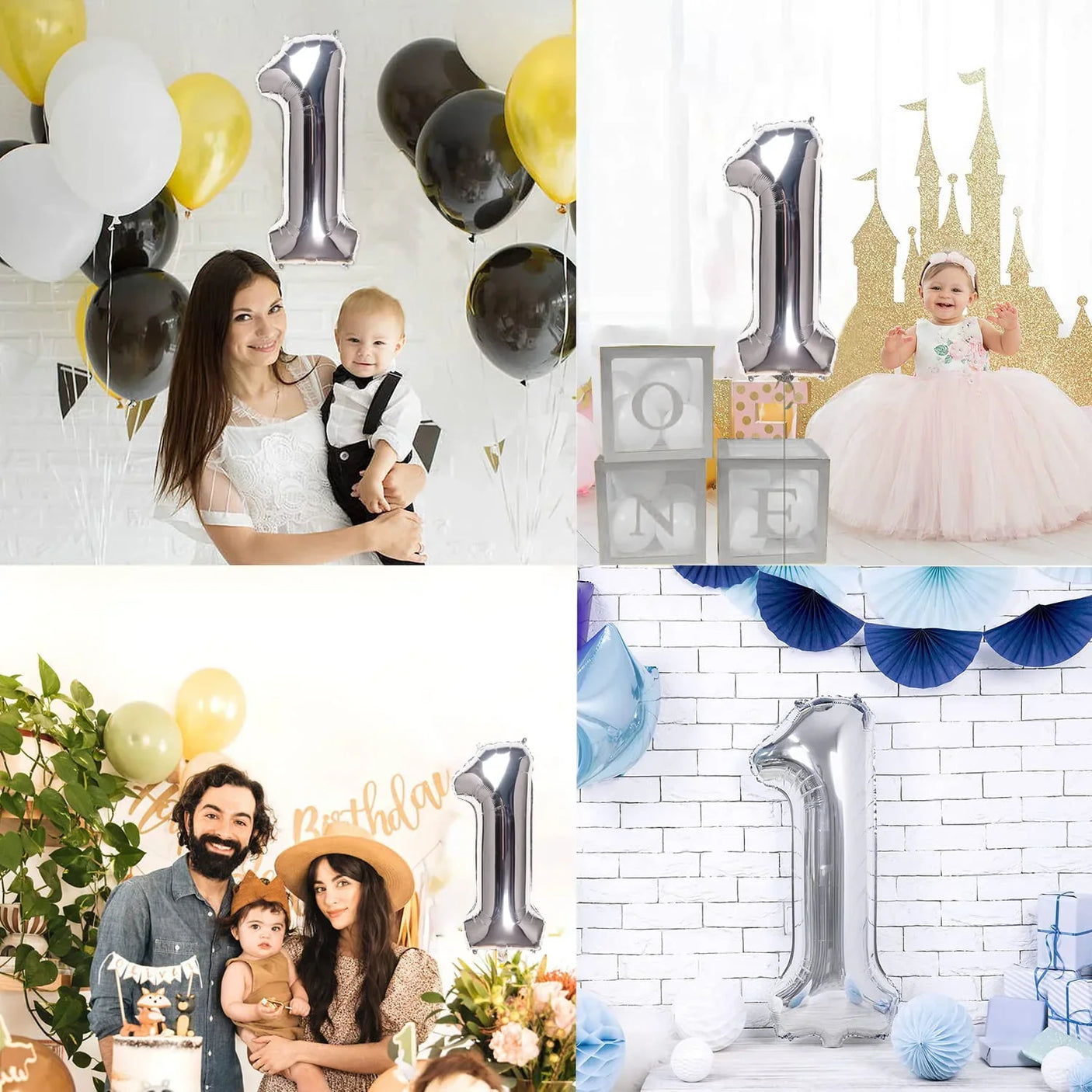 Birthday Decoration Silver Foil Balloon Number 1 - 42Cm