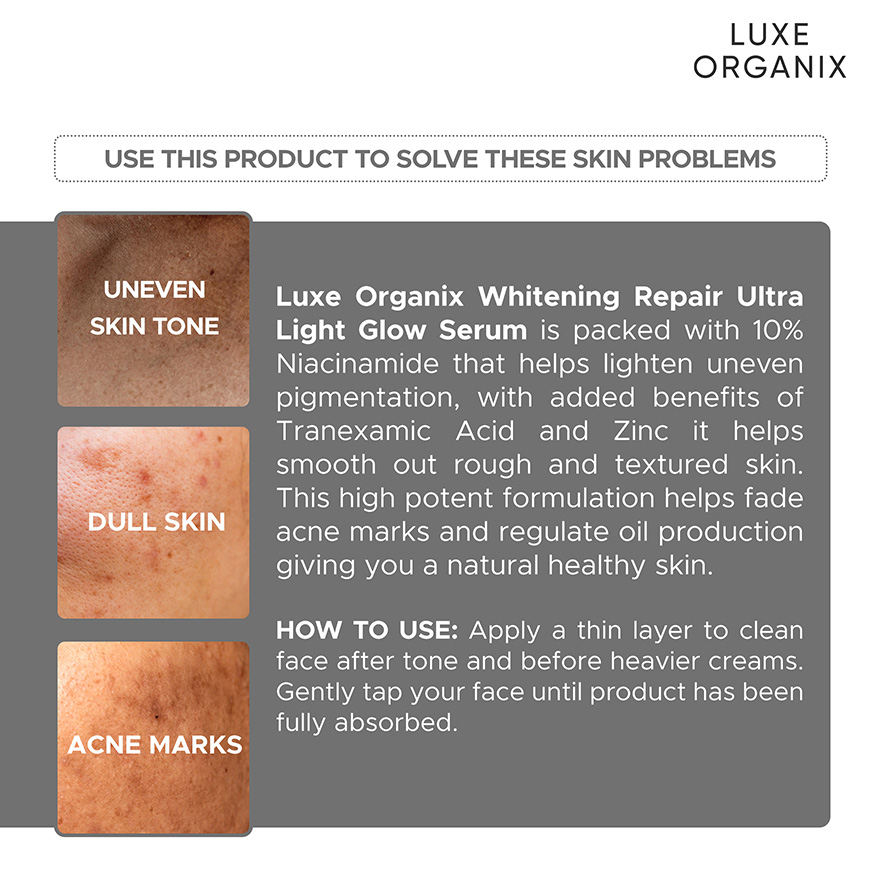 Luxe Organix Brightening Repair Ultra Light Glow Serum - 30ml