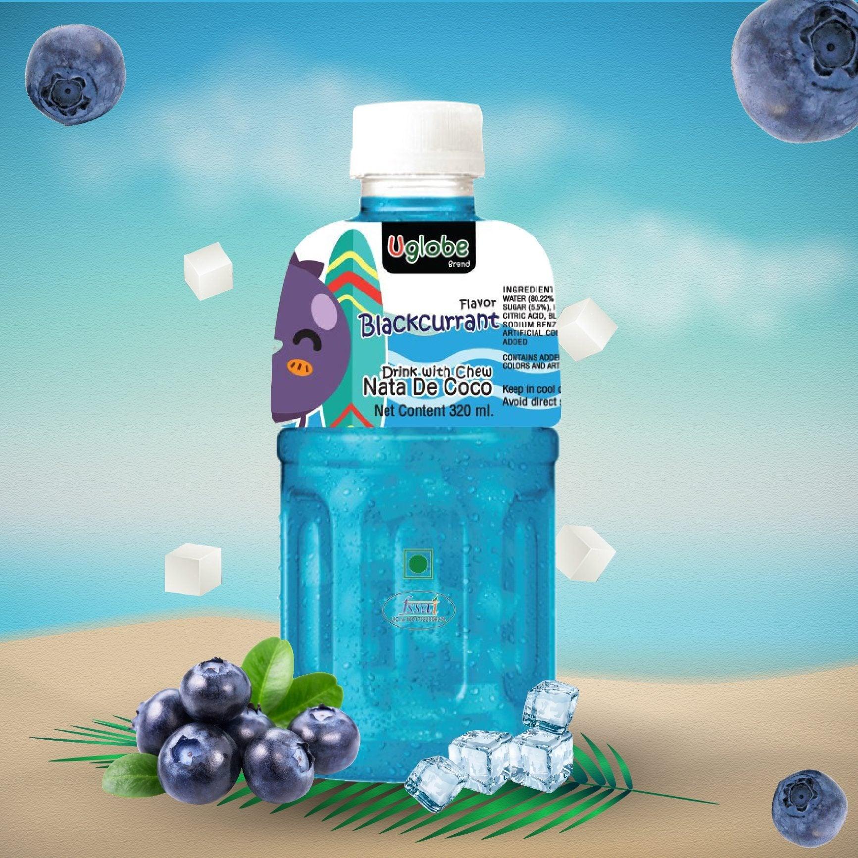 Uglobe Blackcurrant Juice Drink With Chew Nata De Coco - 320ml X 6 Pcs