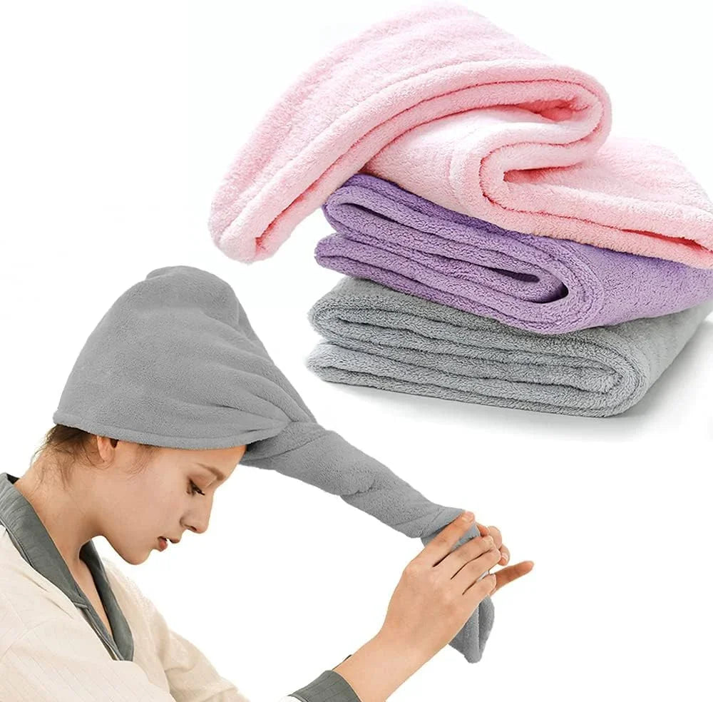 Super Absorbent Quick Dry Hair Cap (3 Pcs Pack)