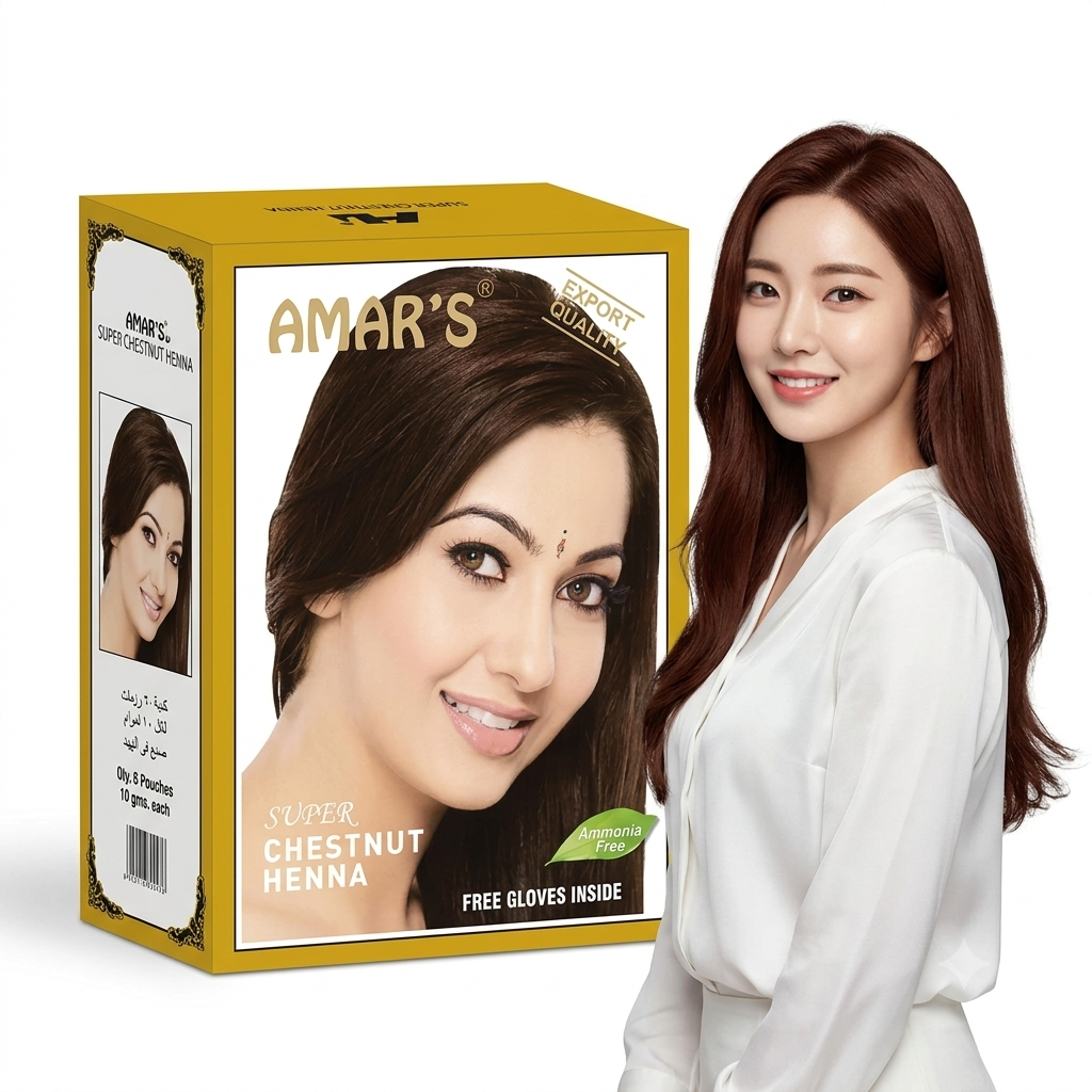 Amar's Herbal Henna Hair Color Super Chestnut - 6 Pcs × 10g