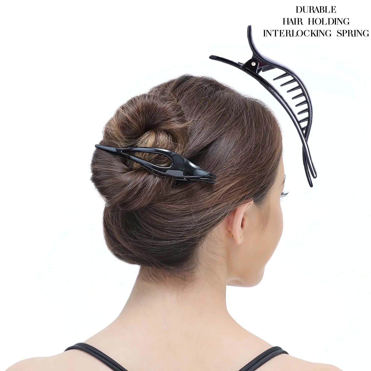 French Curved Design Hair Claw Clips Black - 6 Pcs (C133)