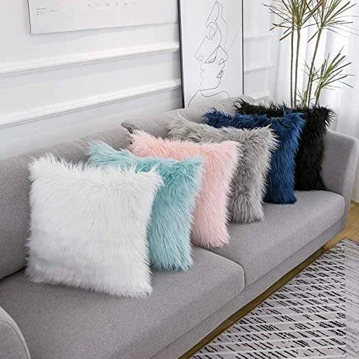 Solid Soft Plush Square Fuzzy Cushion K-66