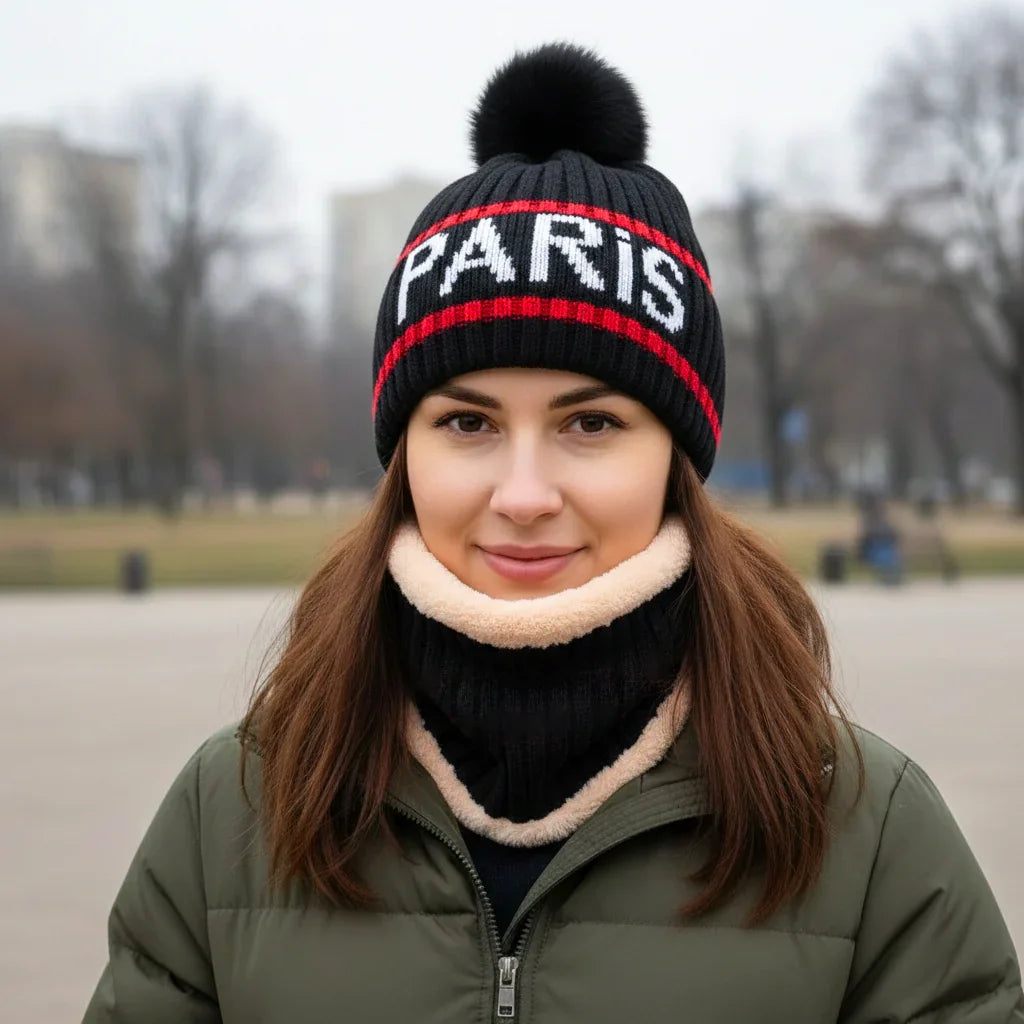 Winter Warm Knit Beanie Hat & Scarf Set