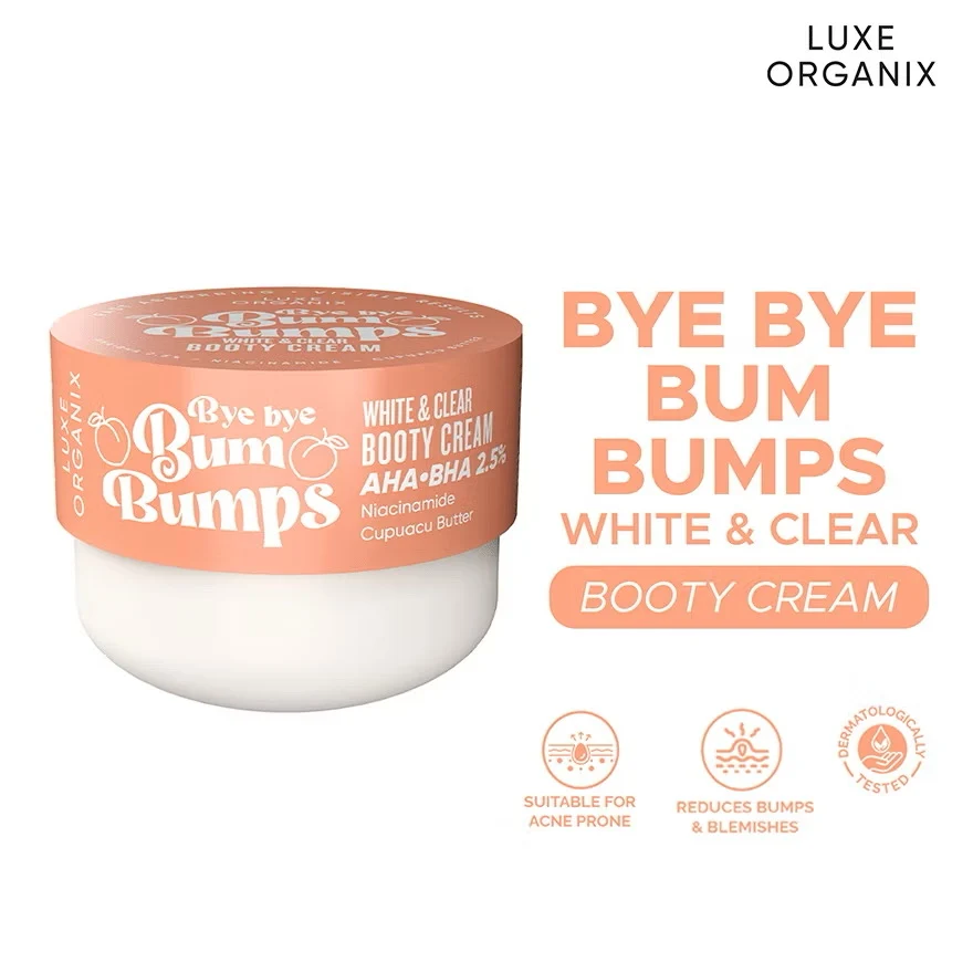 Luxe Organix Bye Bye Bum Bumps White & Clear Booty Scrub - 230g