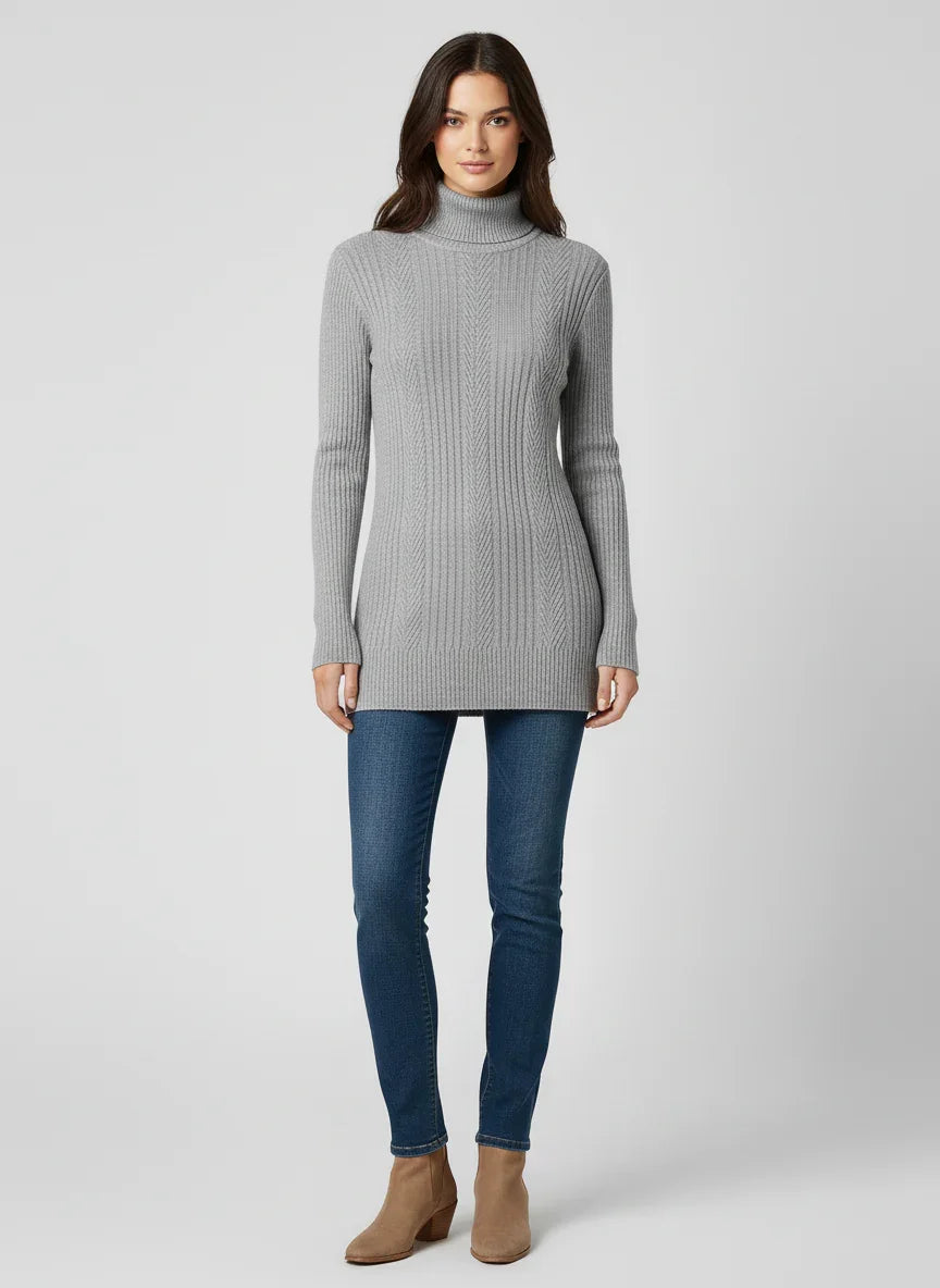 Women's Ribbed Texture Turtleneck Sweater Y5N-A3820