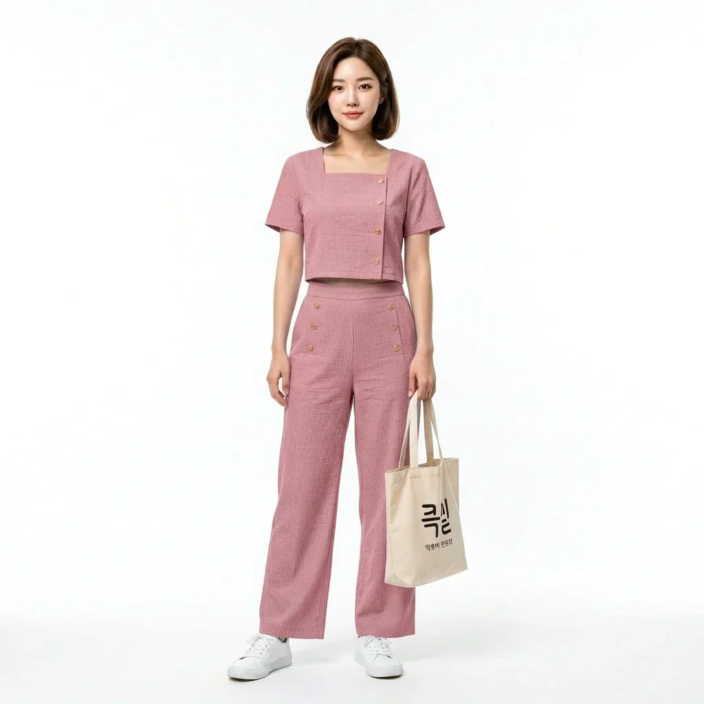 Women's Korean Style Classic Design Top & Pant M-718