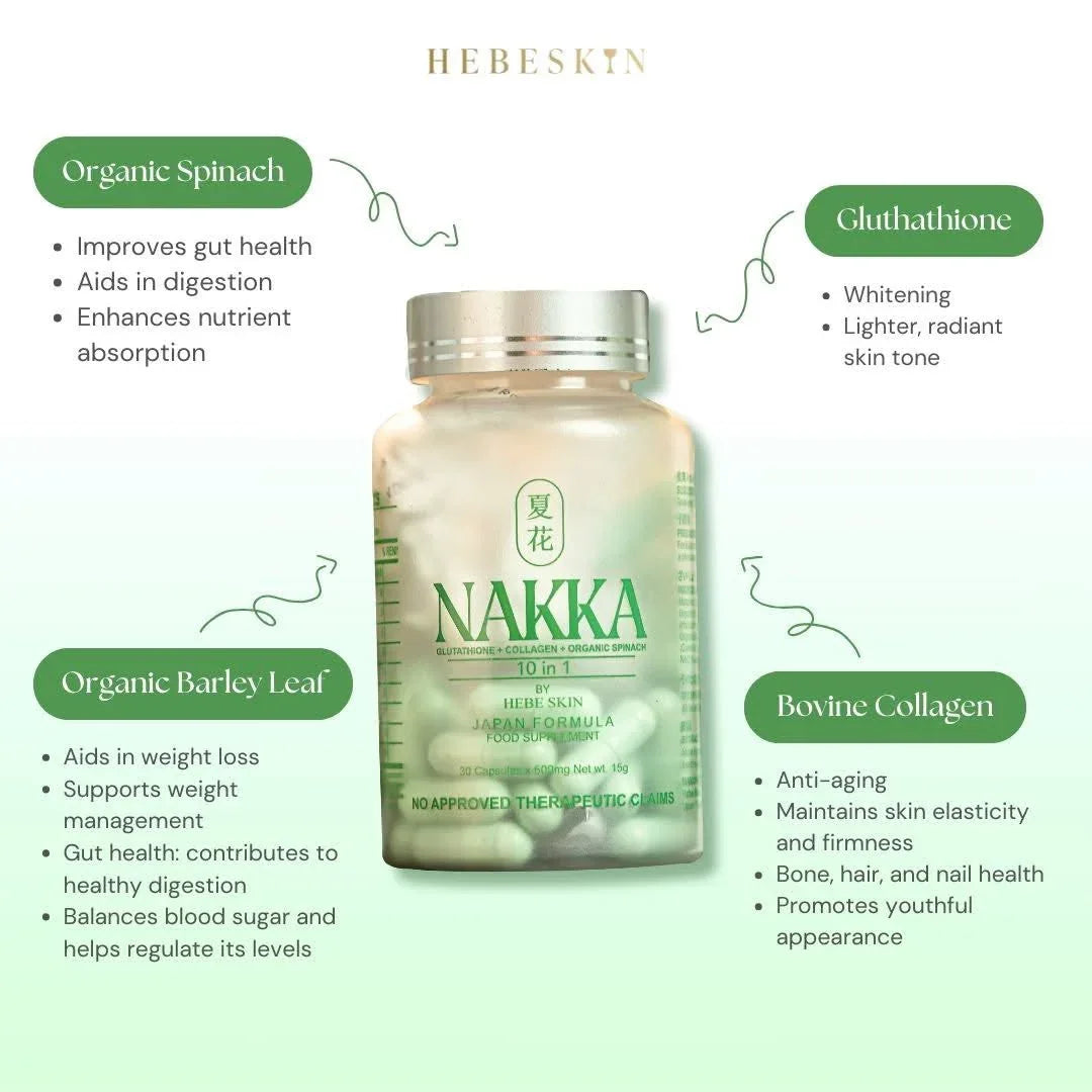 Hebeskin Nakka 10 in 1 Glutathione - 30s (Japan Formula)