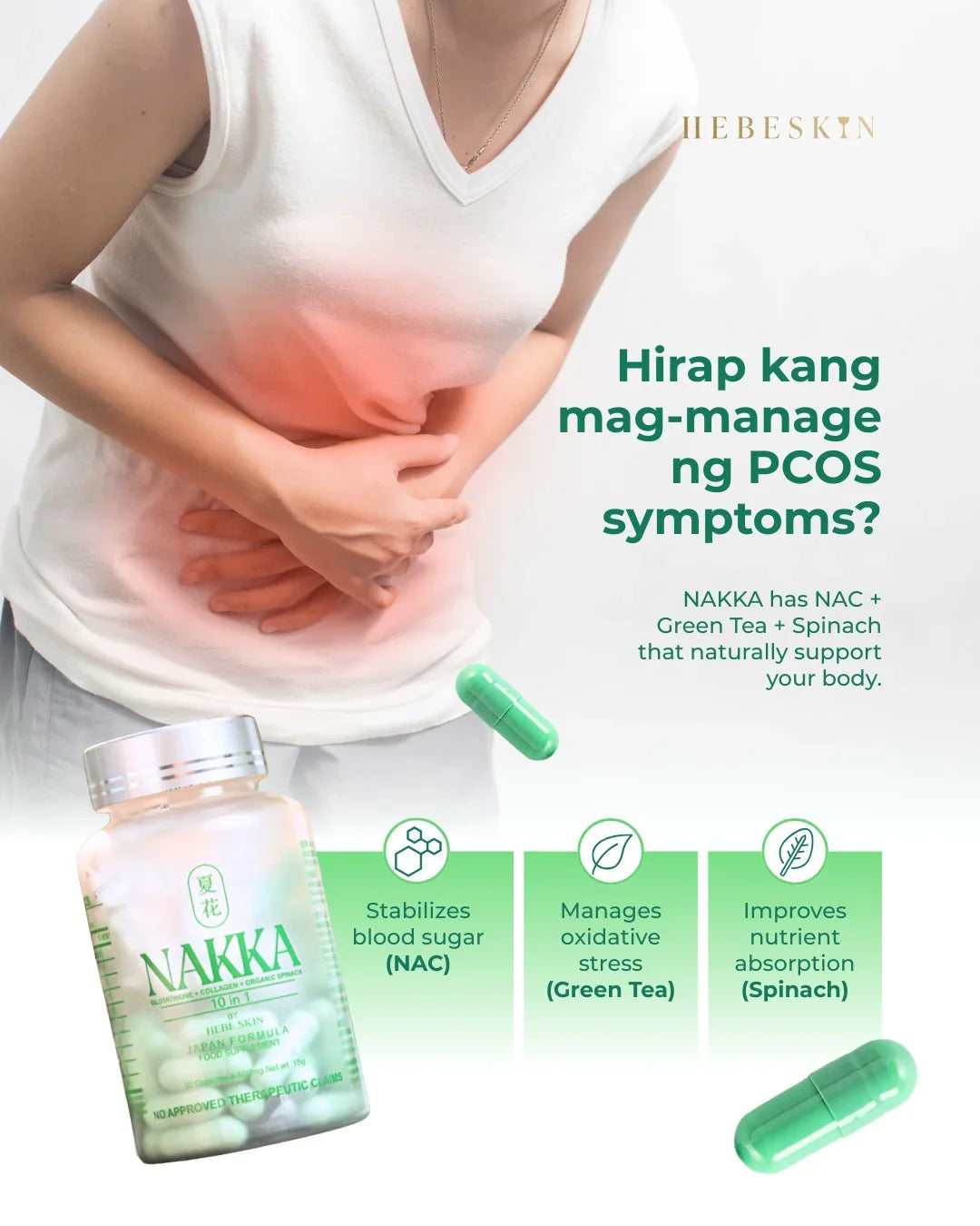 Hebeskin Nakka 10 in 1 Glutathione - 30s (Japan Formula)