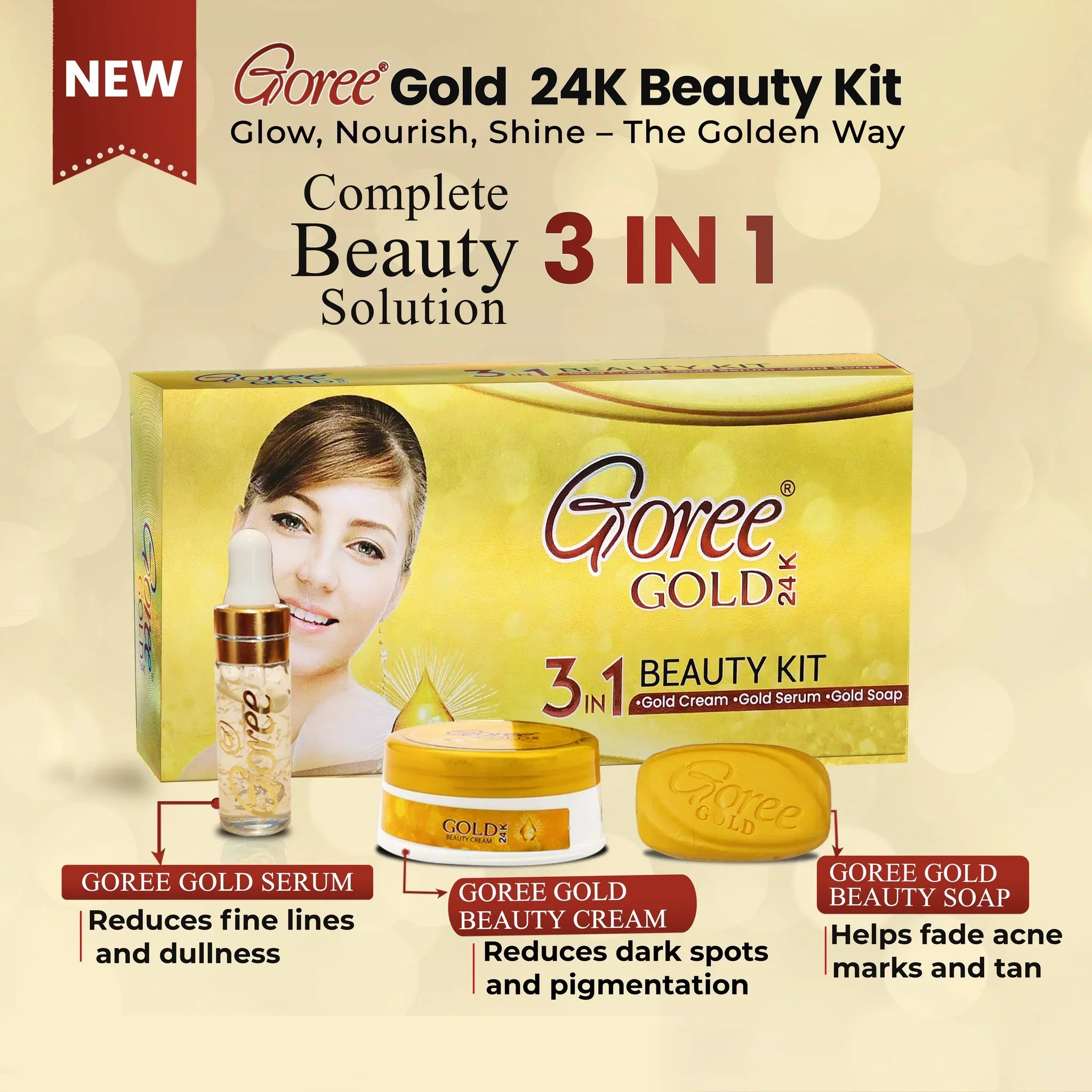 Goree Gold 24K 3 in 1 Beauty Kit