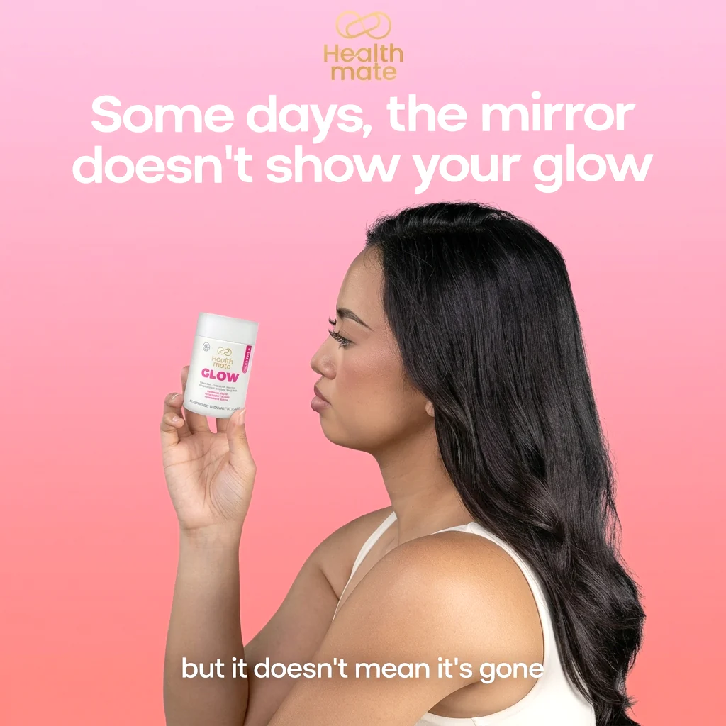 كبسولات "هيلث ميت جلو" (Healthmate Glow) القابلة للمضغ - كولاجين وفيتامينات متعددة - 60 كبسولة