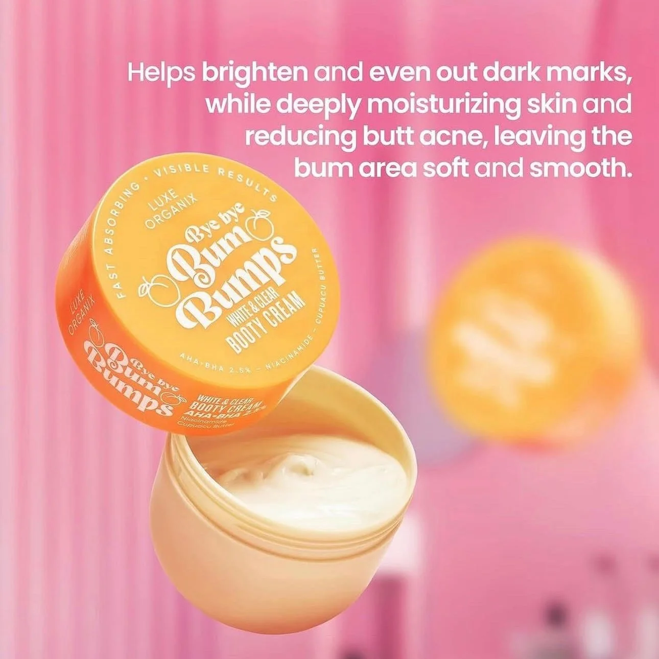 Luxe Organix Bye Bye Bum Bumps White & Clear Booty Scrub - 230g