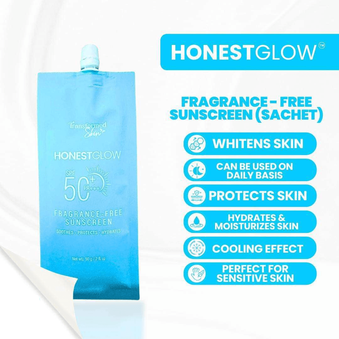 Honest Glow SPF50+ PA+++ Fragrance Free Sunscreen - 50g
