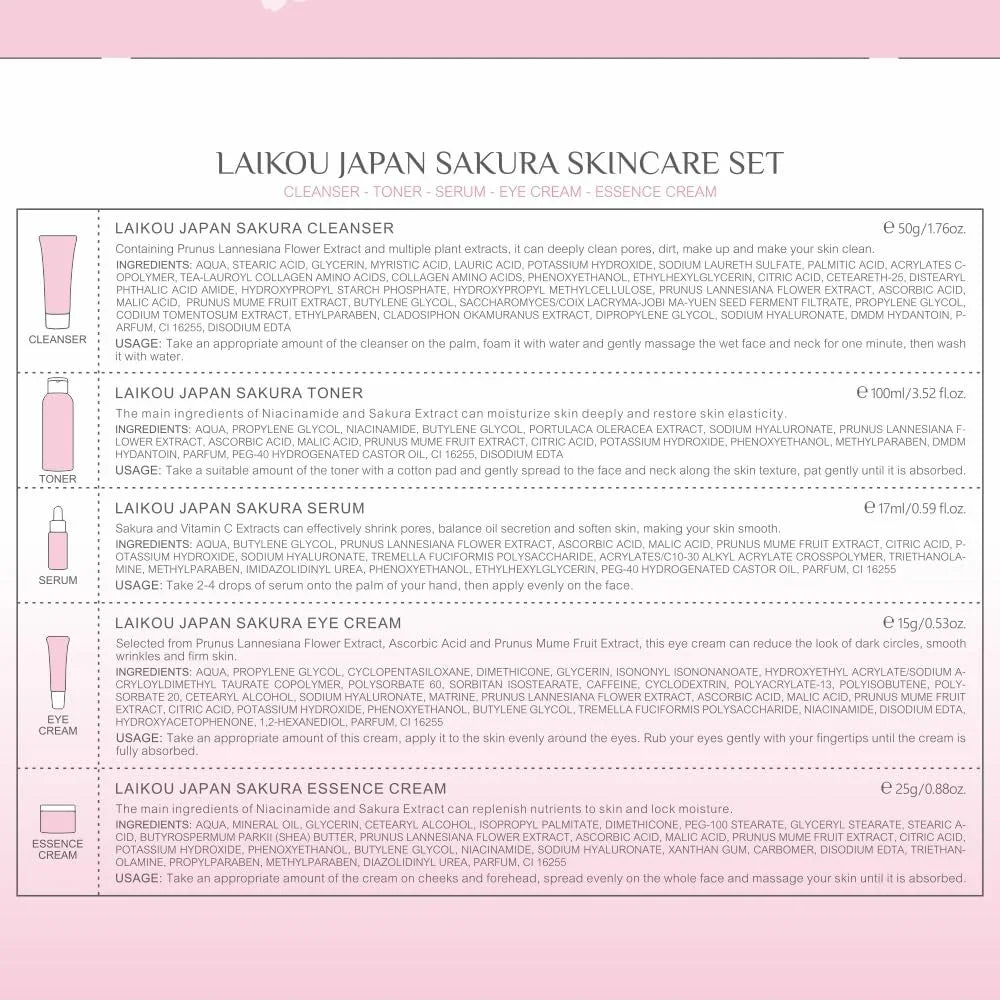 Laikou Japan Sakura Skin Care 5Pcs Set