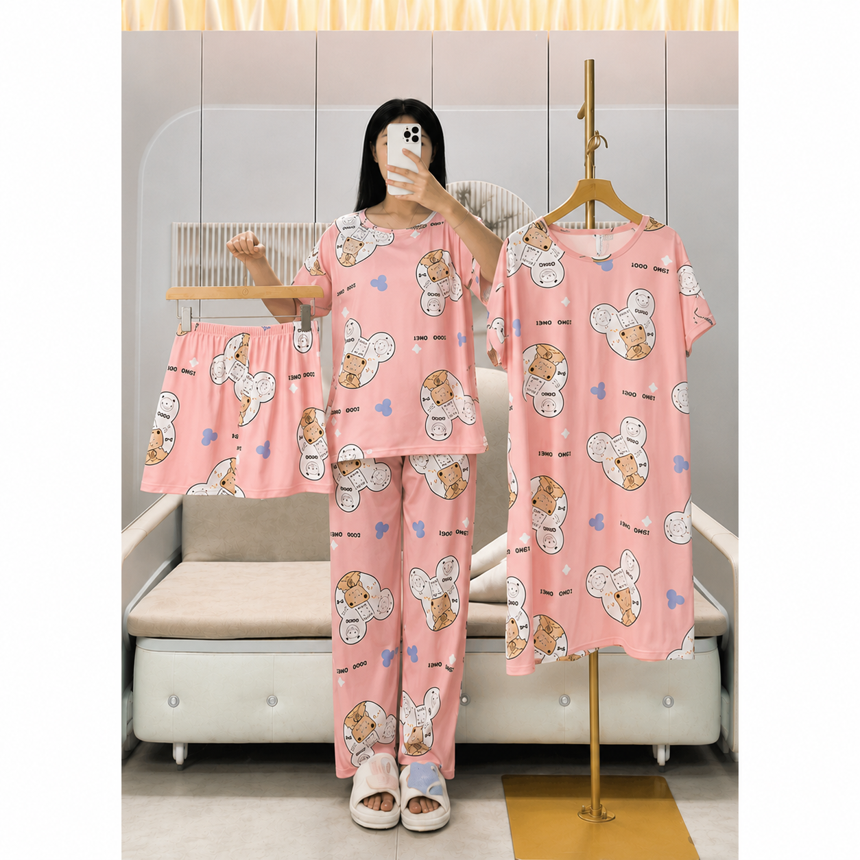 Korean Style 4-Piece Matching Nightwear Set - WJL-16#