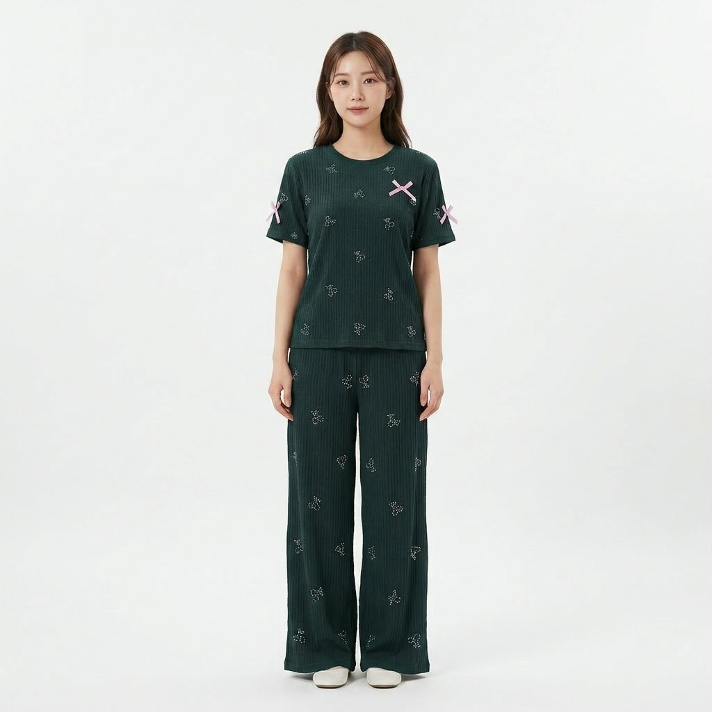 Women’s Stone Work Pajama 2pcs Set - KR032