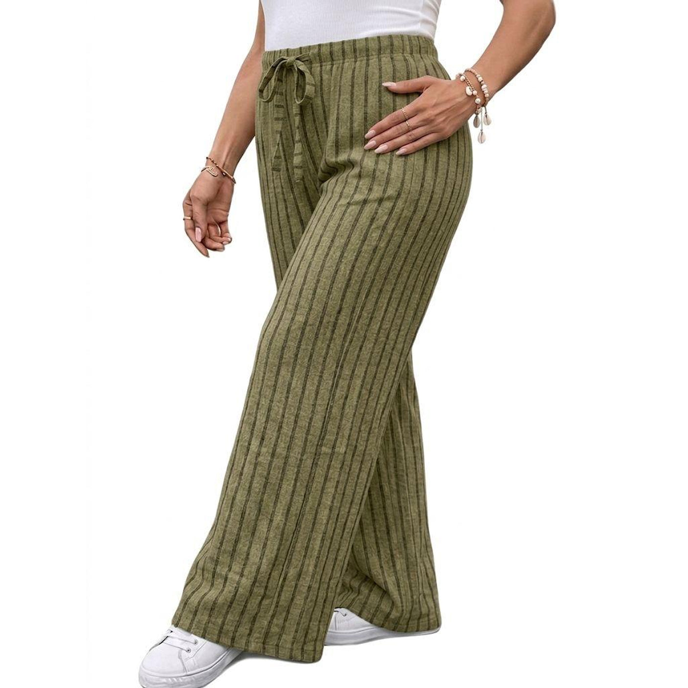 Classic Rib Knit Everyday Palazzo Pants - R1511