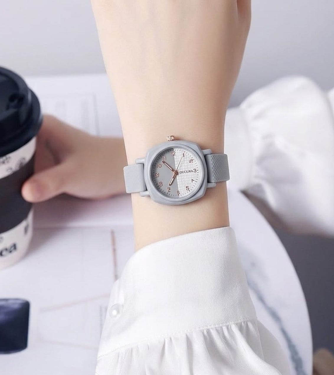 Women's Silicone Quartz Watch with Square Dial - M-10730