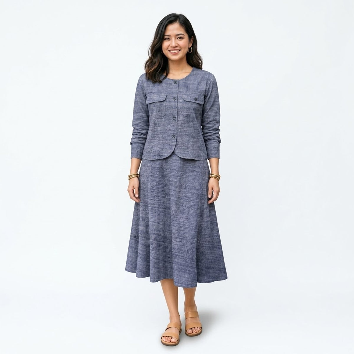 Lady Guoguo Women’s Button Front Linen Dress - HY001