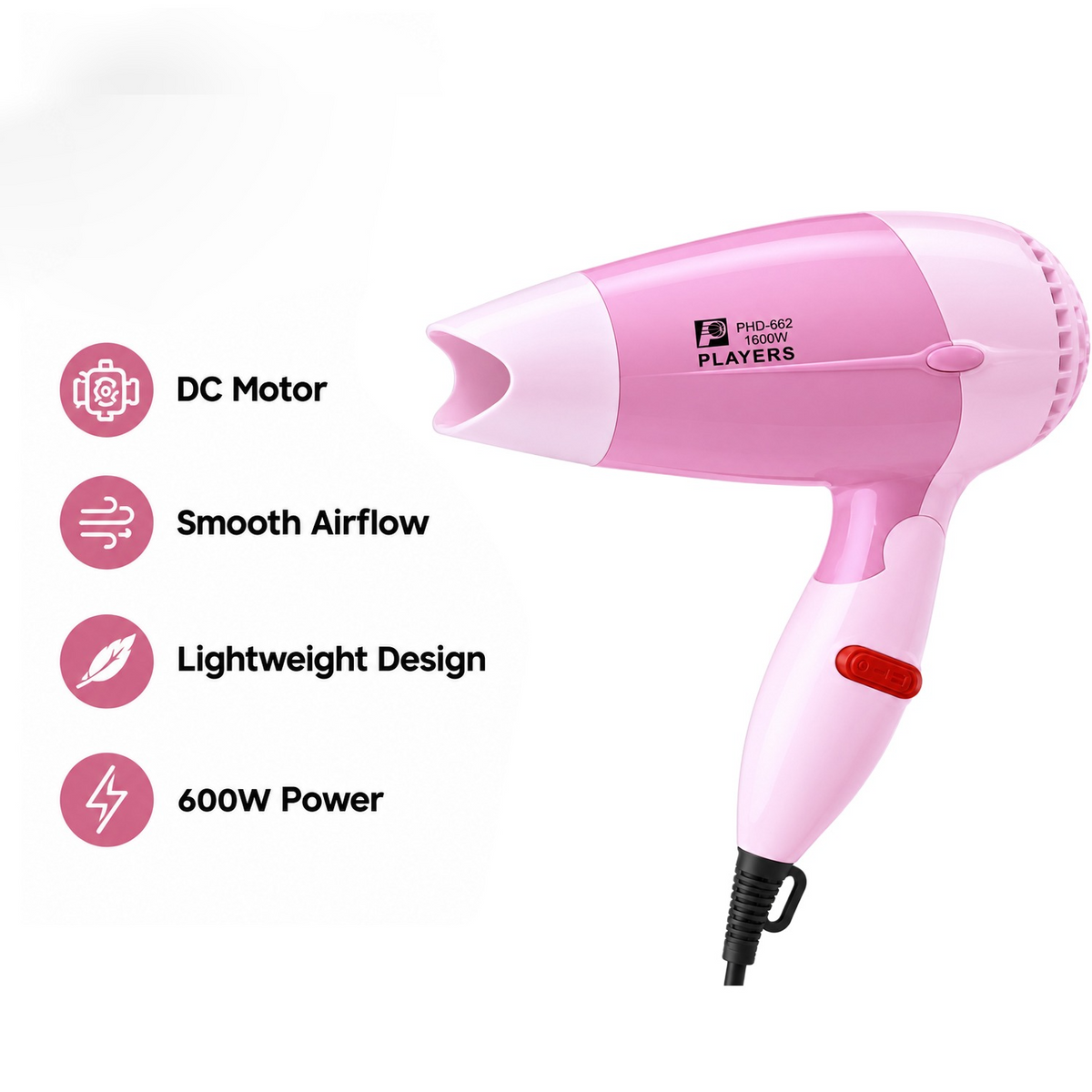 Players Compact Foldable Hair Dryer - PHD662