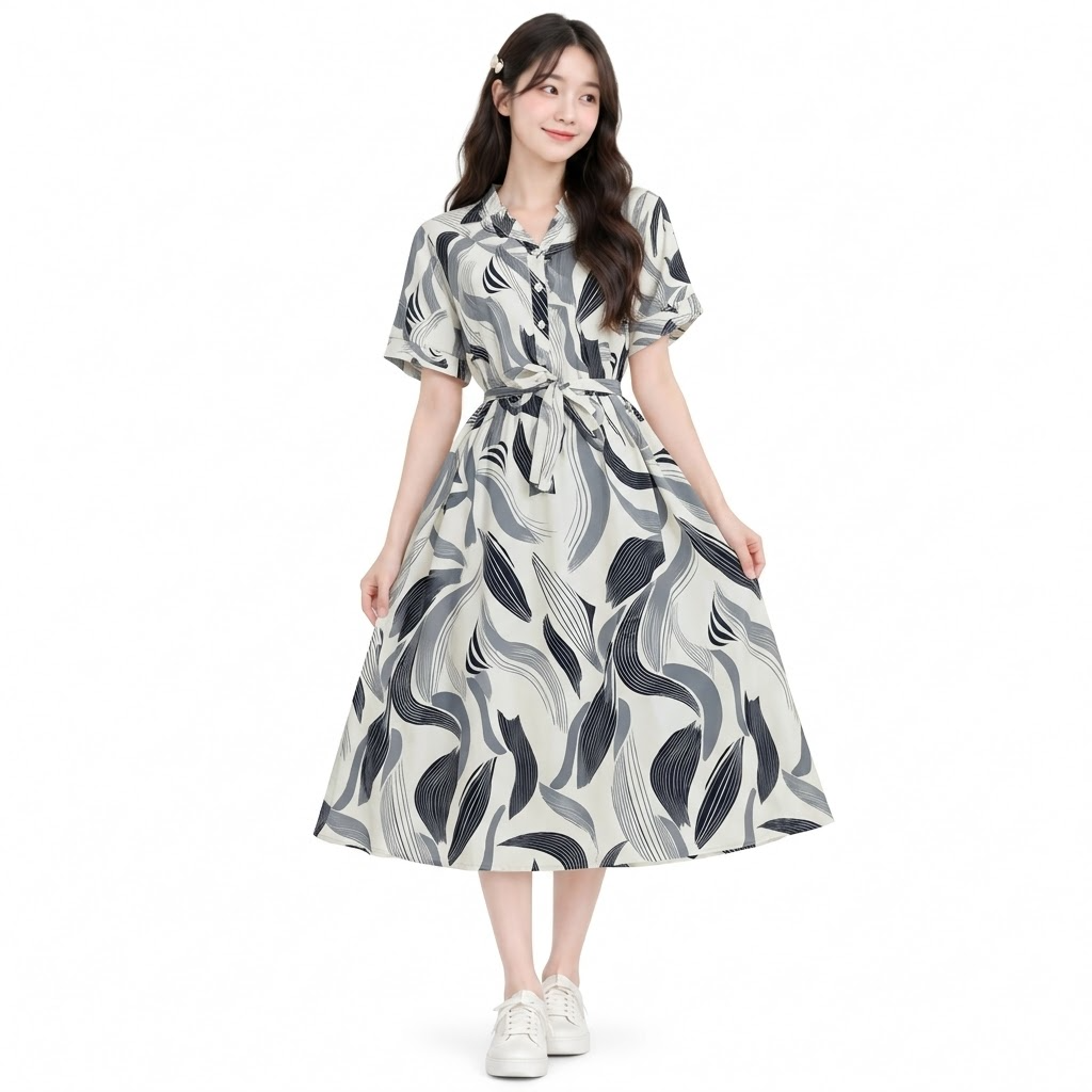 Mierdan Womens Casual Puffy Half Sleeve Dress - 6538