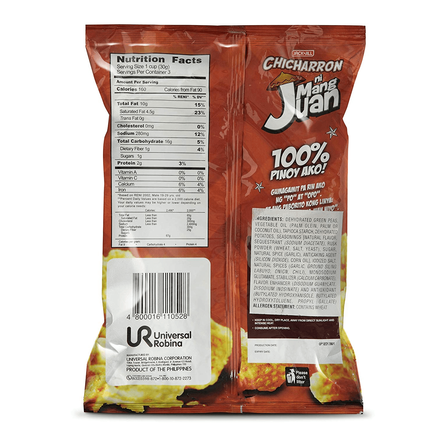 Jack N Jill Chicharron ni Mang Juan Chili - 90g - Pinoyhyper
